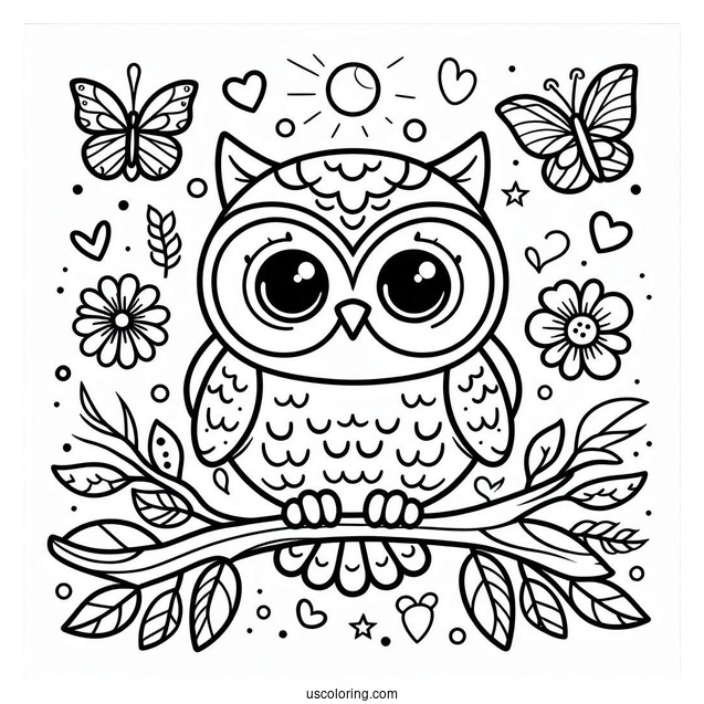 Easy Owl To Color For Preschoolers