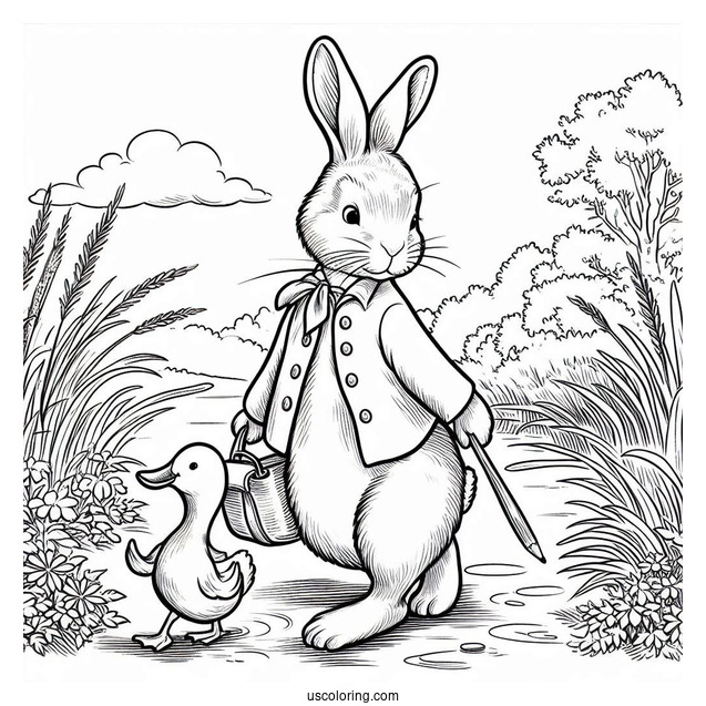 Peter Rabbit Coloring Page Of Jemima Puddle Duck Walking With Mark Huckerby