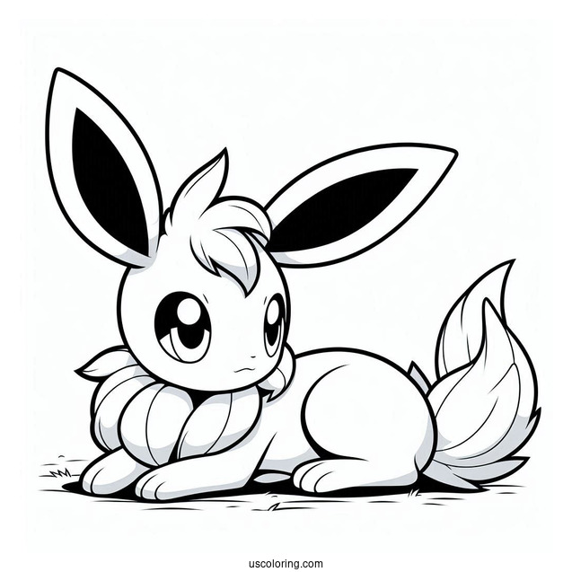 Easy Sylveon Coloring Page Lying On The Ground