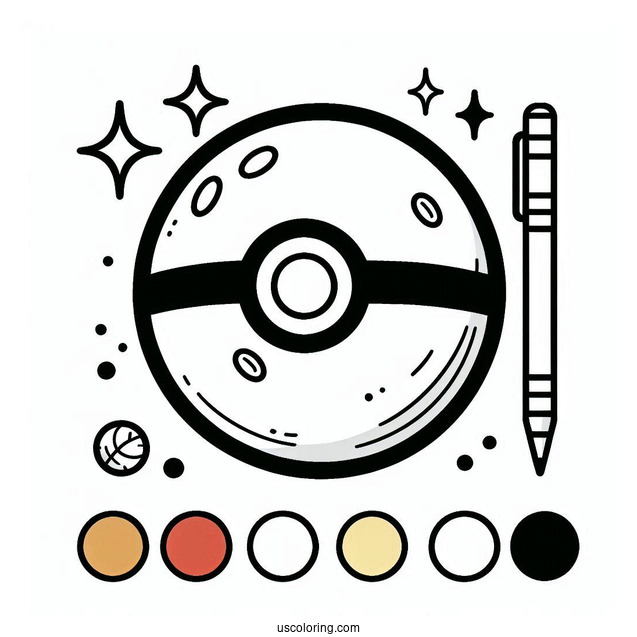 Simple Pokéball Coloring Page With Different Markings