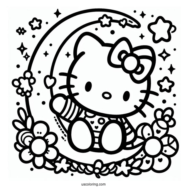 Sanrio Coloring Pages Of Hello Kitty Waving