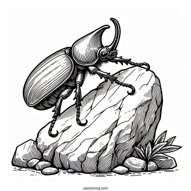 Hercules Beetle Coloring Page Climbing Rock
