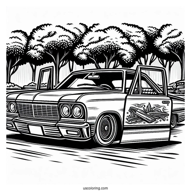 Parked Lowrider Coloring Page