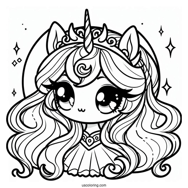 Kawaii Chibi Princess Luna Coloring Page For Preschoolers