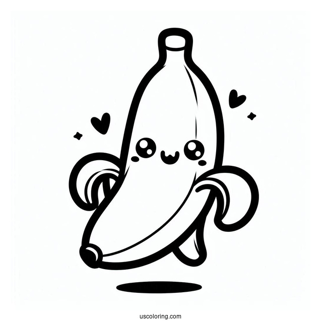 Cute Smiling Kawaii Banana Coloring