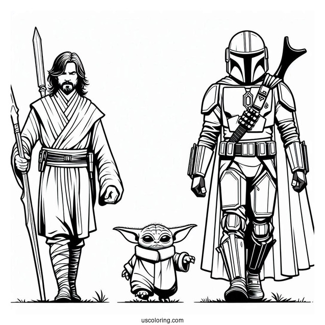 Mandalorian Walking With Baby Yoda