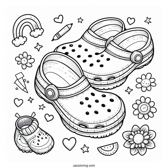 Top View Of Cute Crocs Coloring In