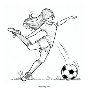 Girl Soccer Player Kicking Ball