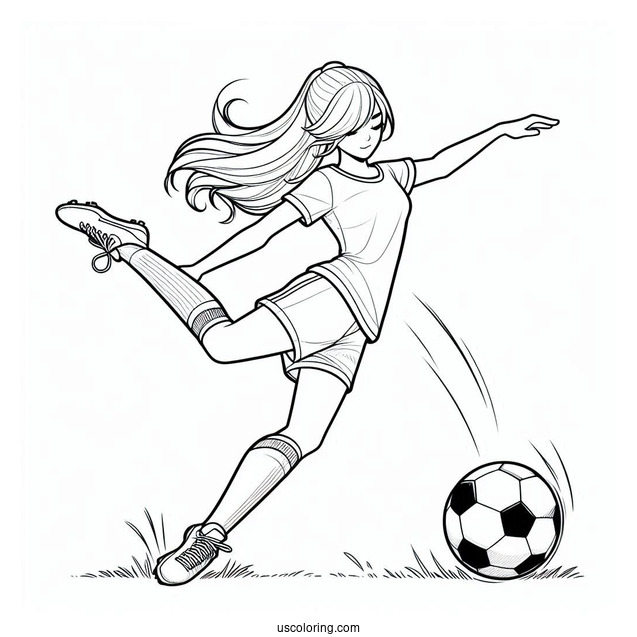 Girl Soccer Player Kicking Ball