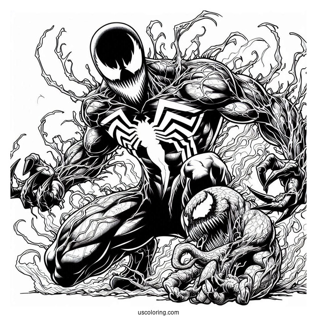 Spider-Man Fighting Carnage Coloring Page