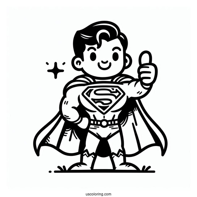 Cute Superman Cartoon Coloring Page For Kids