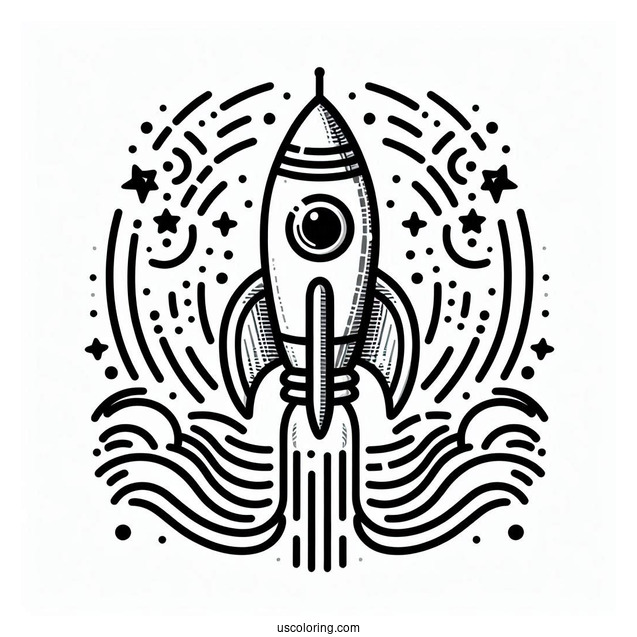 Abstract Rocket Coloring Page For Adults