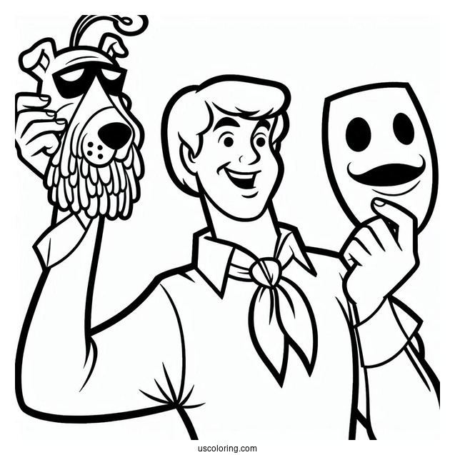 Fred Unmasking A Villain Coloring Page