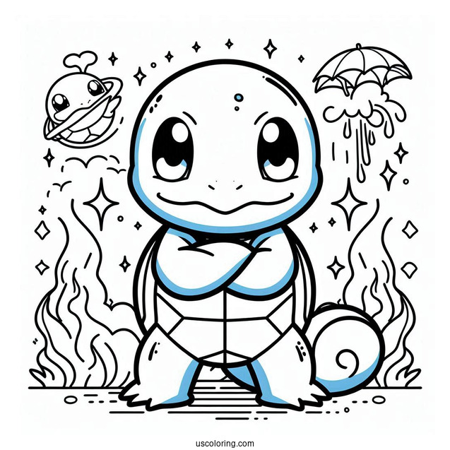 Cool Squirtle Coloring Page Of Squad Member With Arms Crossed