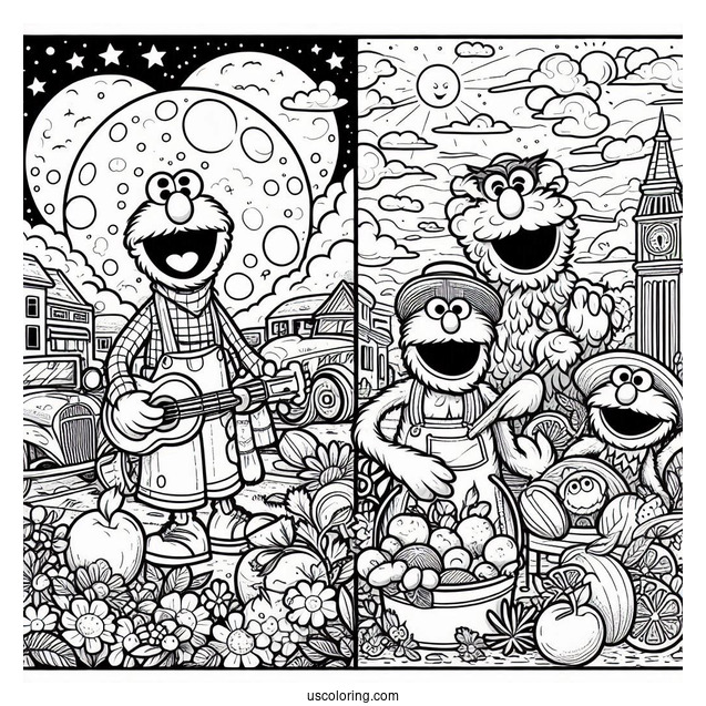 Detailed Sesame Street Poster Coloring In