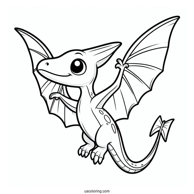 Cute Pterodactyl Coloring Page For Preschoolers