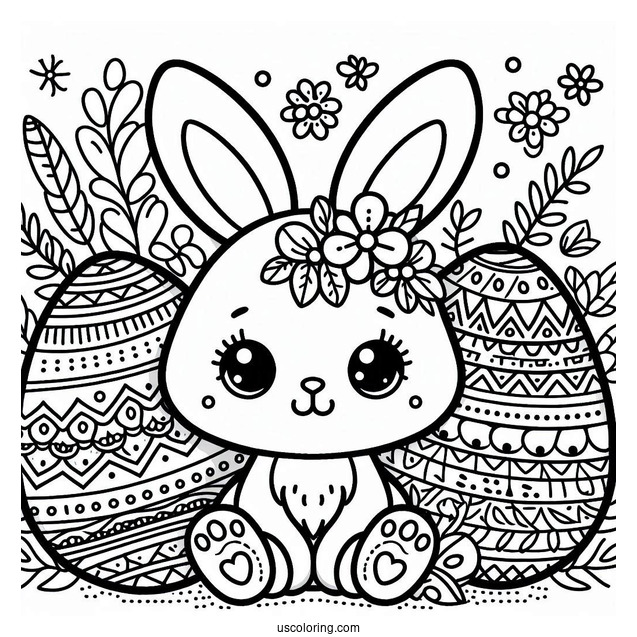 Easter Bunny Coloring Page And Egg Mandala For Kids