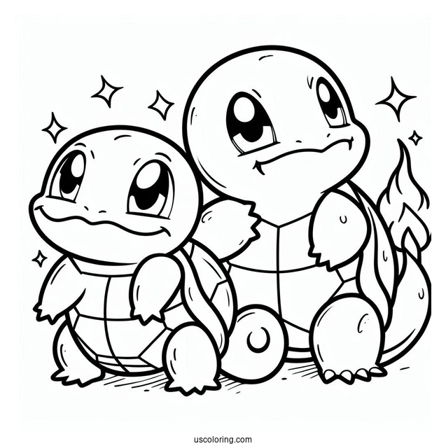Squirtle Coloring Page With Charmander And Bulbasaur
