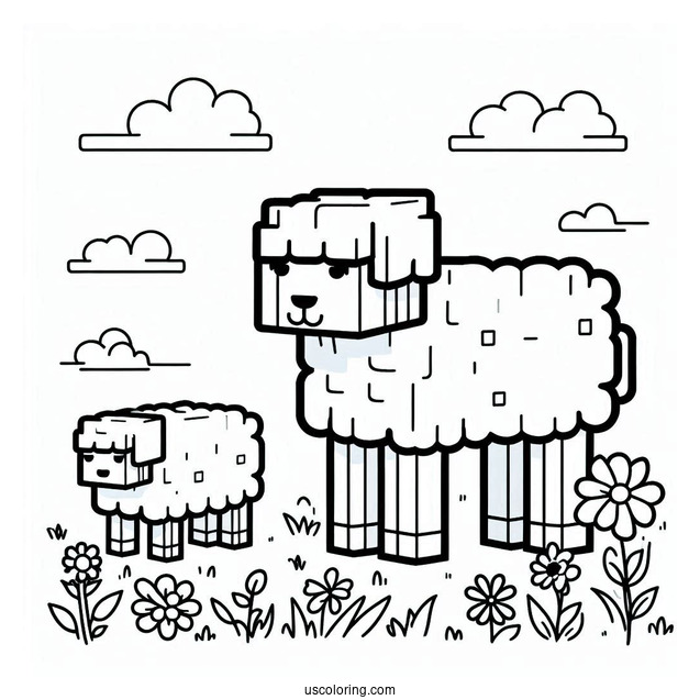 Minecraft Sheep Coloring Page For Kids