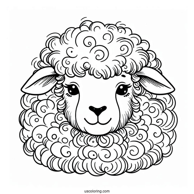 Shaggy Sheep Face Coloring Page