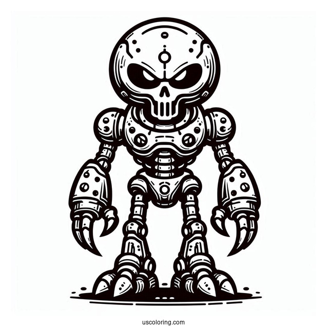Evil Alien Robot Coloring Sheet