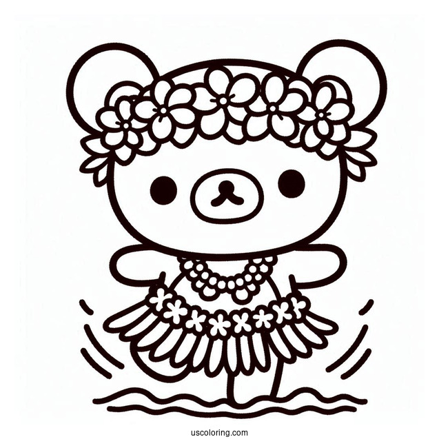 Rilakkuma Coloring Page Of Chairokoguma Hula Dancing