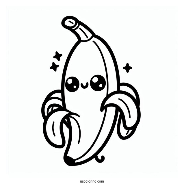 Cute Smiling Kawaii Banana Coloring