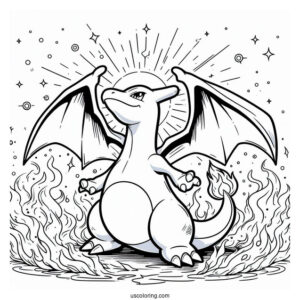Charizard In The Middle Of Fire Coloring Page