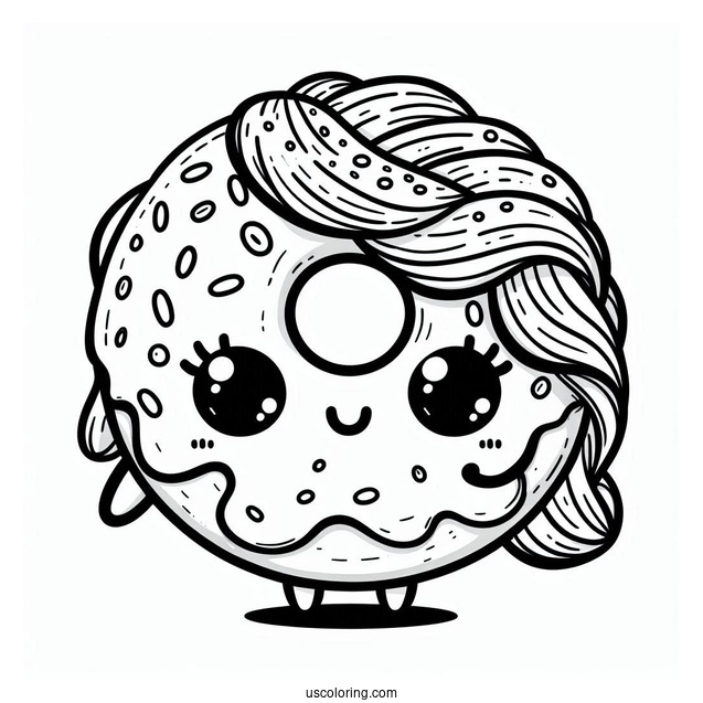 Shy Female Donut Coloring Page With Arms And Legs For Kids