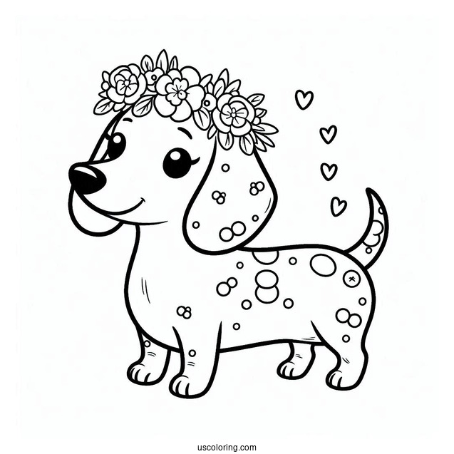 Easy Cute Dachshund Coloring Page For Preschoolers