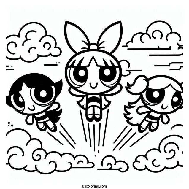 Powerpuff Girls Flying Into The Sky