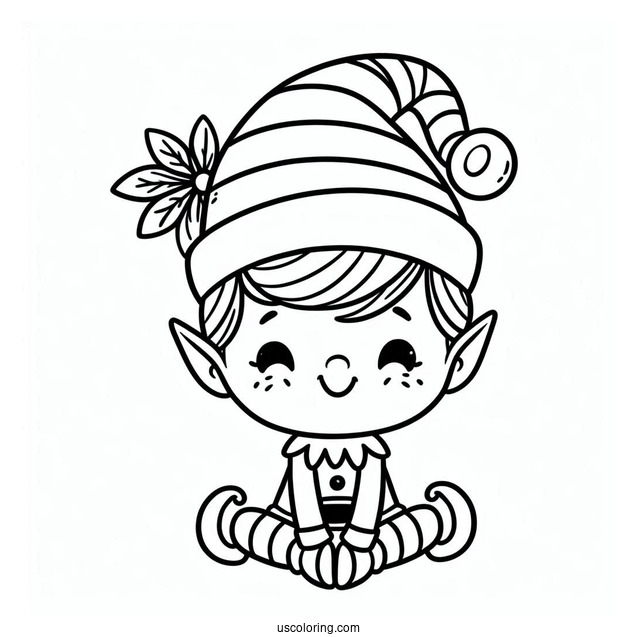 Simple Outline Of a Christmas Elf For Preschoolers