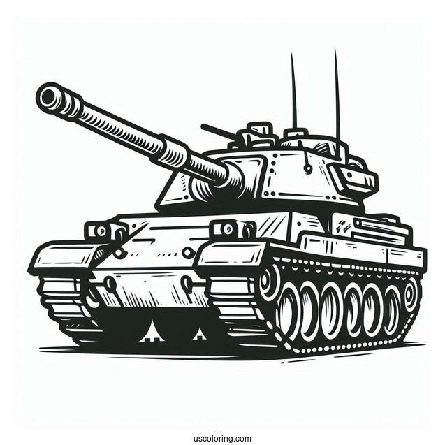 Easy Military Tank Outline for Preschoolers