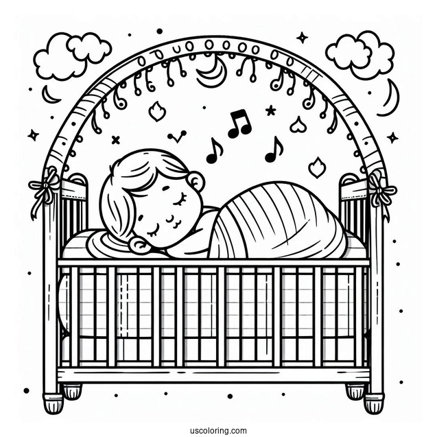 Baby Coloring Page Sleeping In Crib