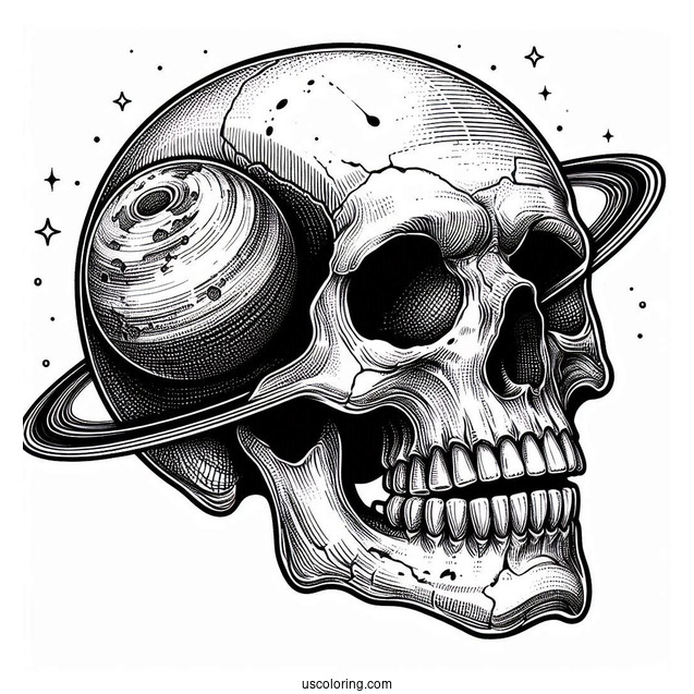 Danger Full Skull Skeleton Coloring Page