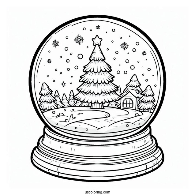 Winter Wonderland Snow Globe Coloring Page For Kids