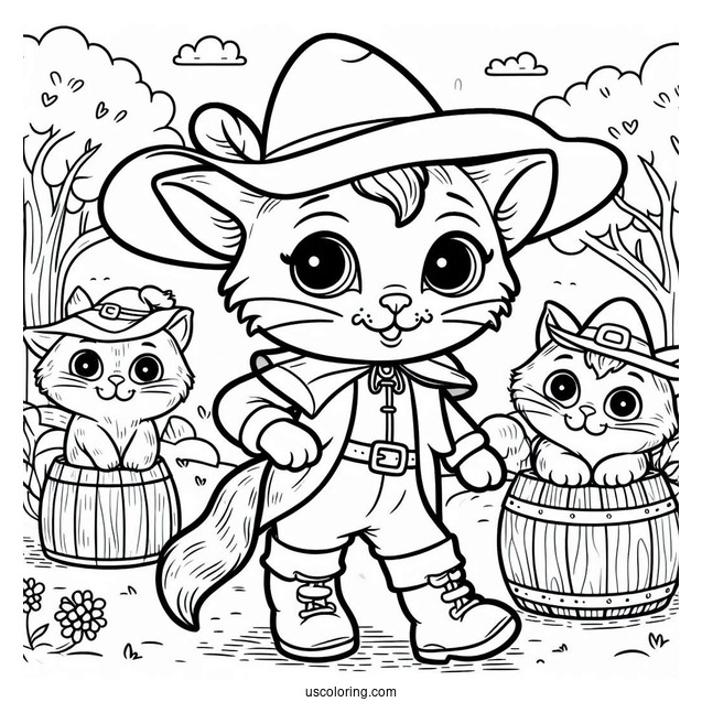 Puss In Boots Coloring Sheet For Preschoolers