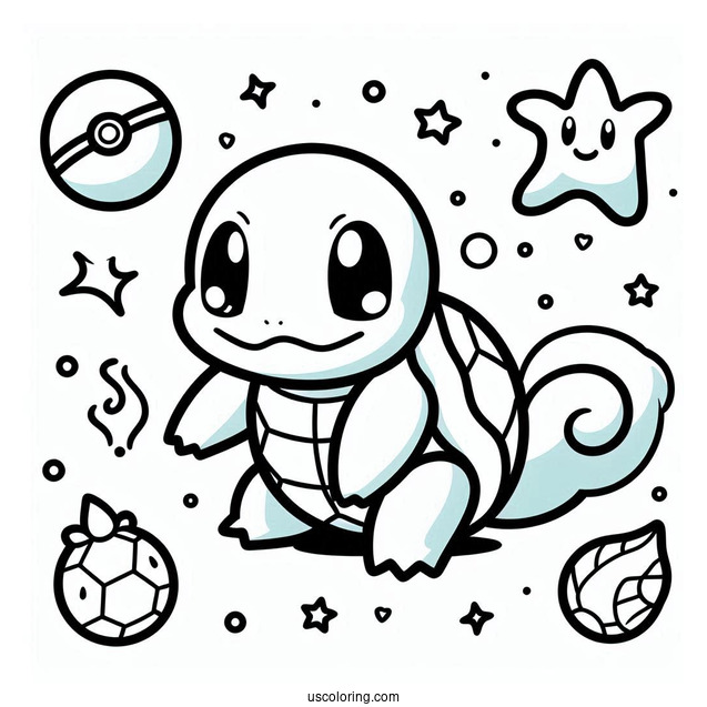 Easy Squirtle Coloring Page For Kids
