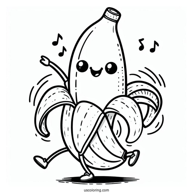 Happy Dancing Banana Coloring Sheet