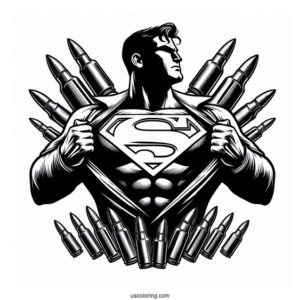 Superman Reflecting Bullets Coloring Page