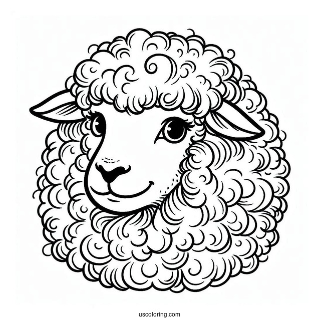 Shaggy Sheep Face Coloring Page