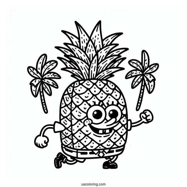 Sponge Bob Squarepants Pineapple Coloring Page For Kids