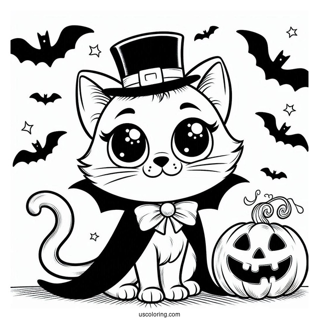 Halloween Themed Pete The Cat Coloring Page