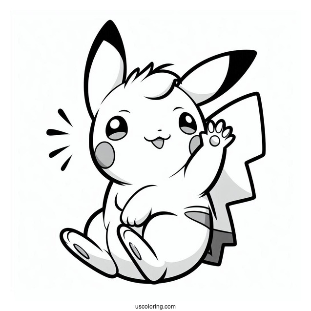 Raichu Coloring Page Waving For Kids