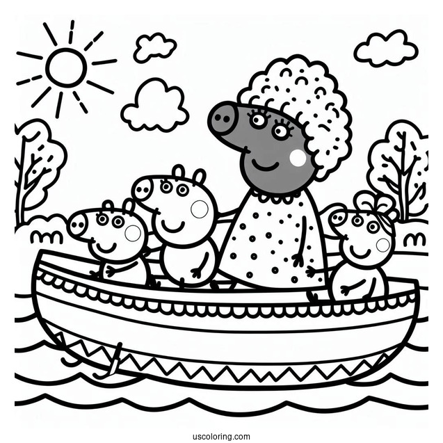 Peppa Pig Family On River Boat