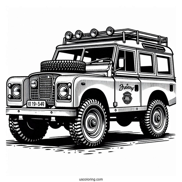 Vintage Land Rover 4X4 Car Coloring Page