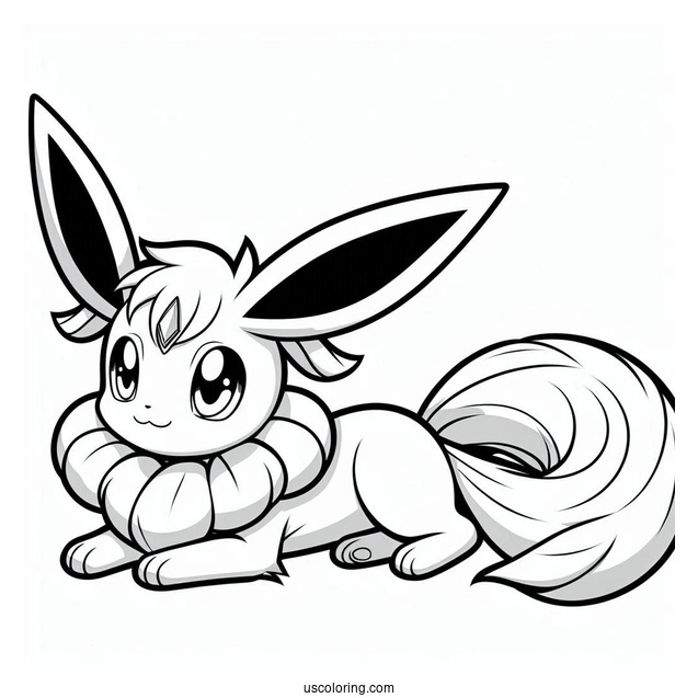 Easy Sylveon Coloring Page Lying On The Ground