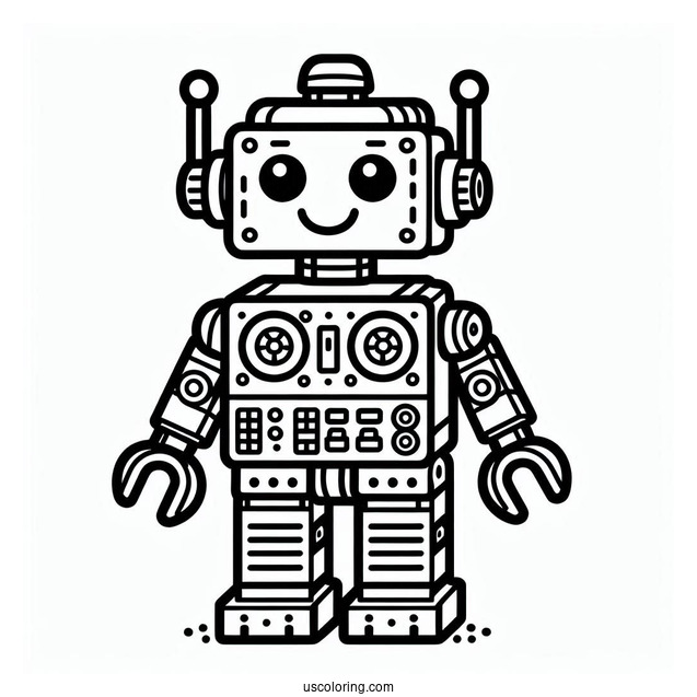 Simple Lego Robot Coloring Page For Kids
