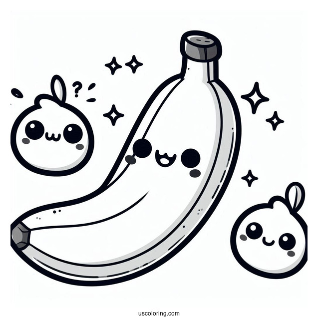Cute Smiling Kawaii Banana Coloring