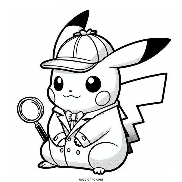 Detective Pikachu Coloring In For Kids